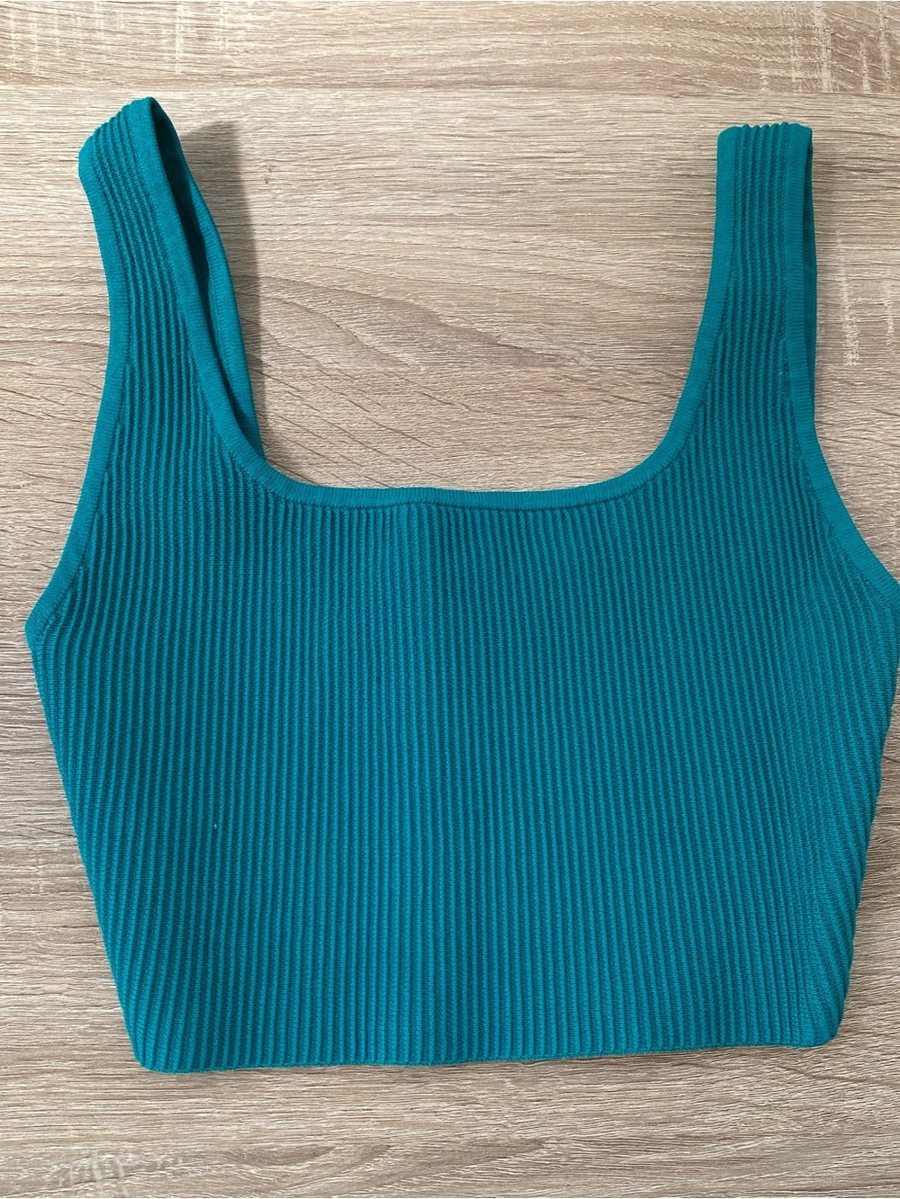 Aritzia Babaton Sculpt Knit Cropped Tank Teal Blue XS